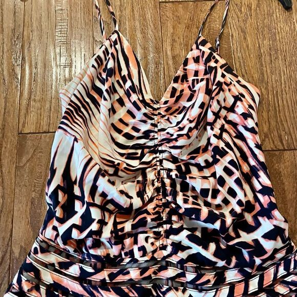 Parker silk ruched chest abstract dress size xs - Picture 2 of 9